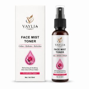 vaylia face mist toner with aloe vera & rose water – hydrating & refreshing spray (50ml)